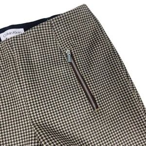 Calvin Klein Brown Houndstooth Pull On Slim Straight Leg Pants Size 4